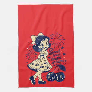 Sweet Fourth of July Independence Day Tea Towel