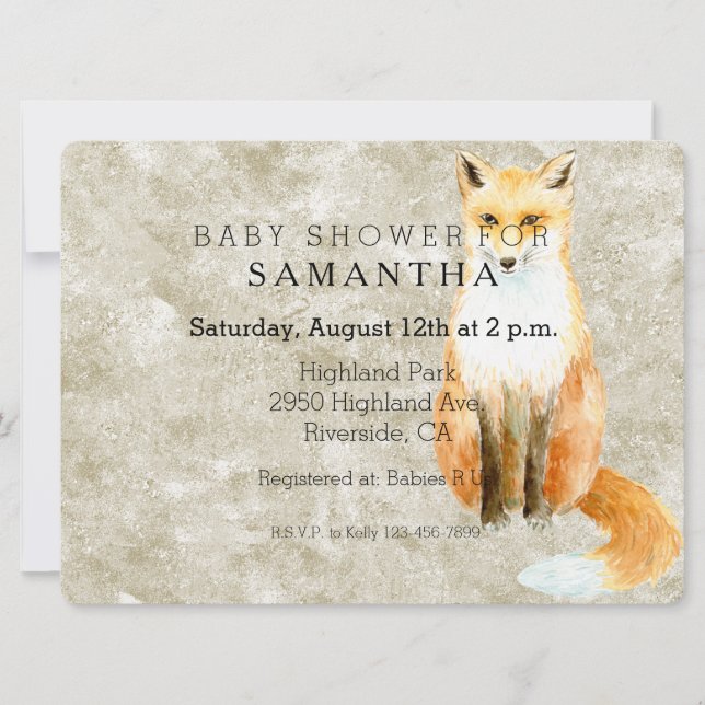 Sweet Fox Baby Shower Invitation (Front)