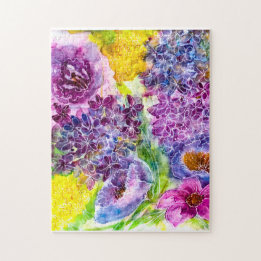 Sweet Fragility Modern Floral Watercolor  Jigsaw Puzzle