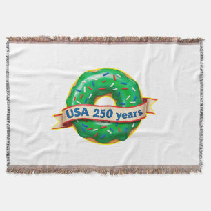 Sweet Freedom Doughnut USA 250 Years  Throw Blanket