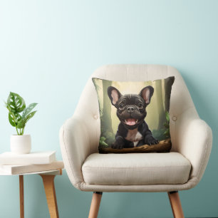 😍Sweet Frenchie puppy in a forest Cushion