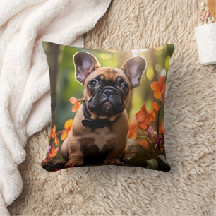 🐶💗Sweet Frenchie puppy in a jungle Cushion