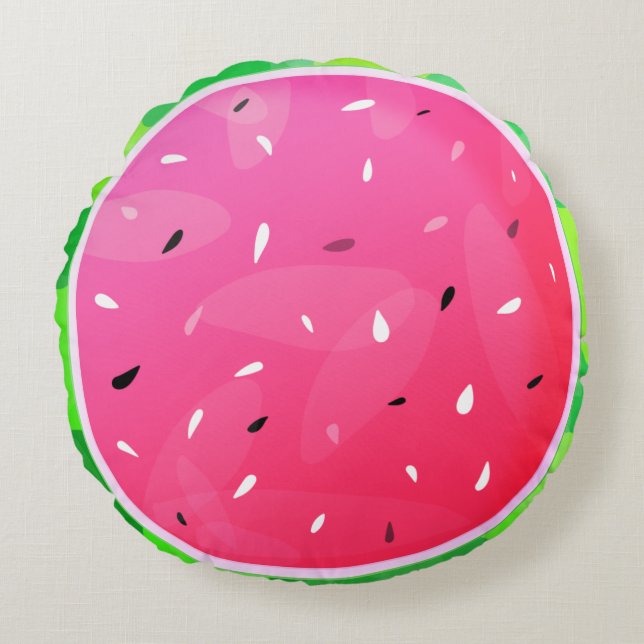 Sweet Fresh Watermelon Melon Bright Summer Round Cushion (Front)