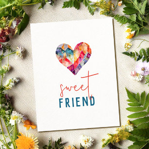 Sweet friend thank you card with heart