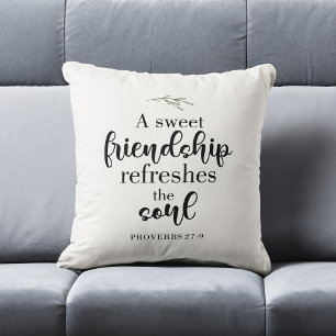 Sweet Friendship Bible Verse Hand Lettering Quote Cushion