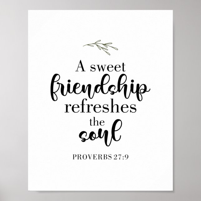 Sweet Friendship Bible Verse Hand Lettering Quote Poster (Front)