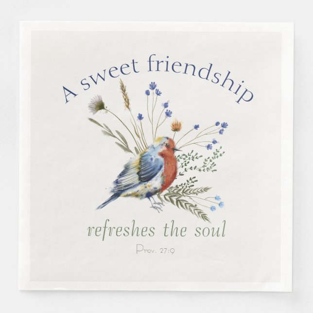 Sweet Friendship Bible Verse Watercolor Quote  Napkin (Front)