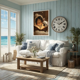 Sweet Friendship: Girl Cuddling Her French Bulldog Poster