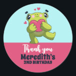 Sweet Frog Love Cartoon Kids Birthday Party Favour Classic Round Sticker<br><div class="desc">Cute party favours for kids,  boys or girls who love animals. Perfect for kids birthday party,  party favours and thank you label. You can also customise the text for baby shower or other occasion and party.</div>