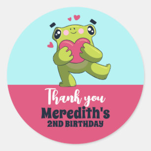 Sweet Frog Love Cartoon Kids Birthday Party Favour Classic Round Sticker