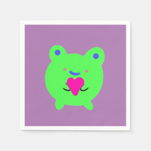 Sweet Frog with Heart Napkin (Front)