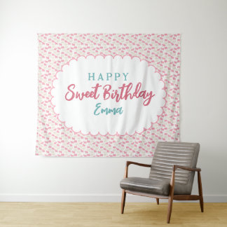 Sweet Frosted Animal Cookie Birthday Backdrop Tapestry
