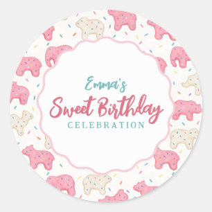 Sweet Frosted Animal Cookies Birthday Classic Round Sticker
