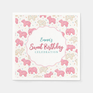 Sweet Frosted Animal Cookies Birthday Napkin