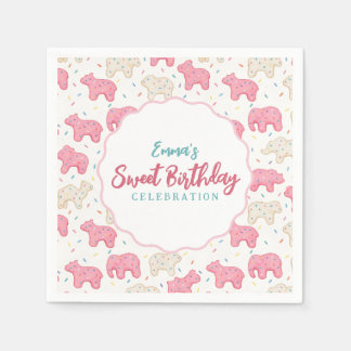 Sweet Frosted Animal Cookies Birthday Napkin