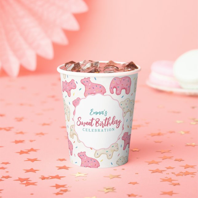 Sweet Frosted Animal Cookies Birthday Party Paper Cups (Insitu)
