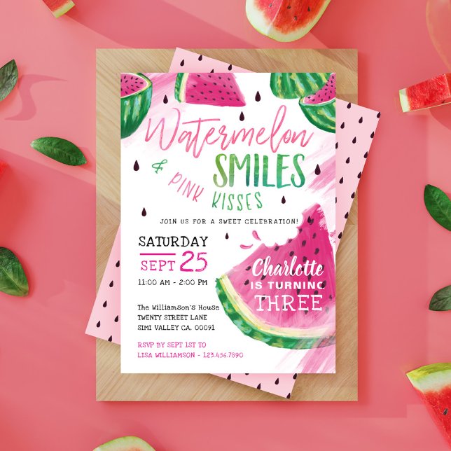 Sweet Fruity Watermelon Birthday Party Invitation (Creator Uploaded)