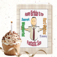 Sweet Fun Adult Son Cartoon Complimentary Birthday