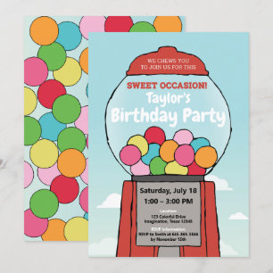 Sweet Fun! Gumball Themed Birthday Invitations