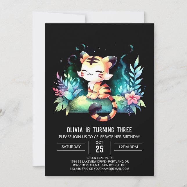 Sweet Fun Tiger Birthday Invitation (Front)