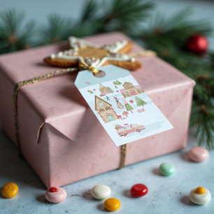 Sweet Fun Watercolor Gingerbread Candy Town Gift Tags