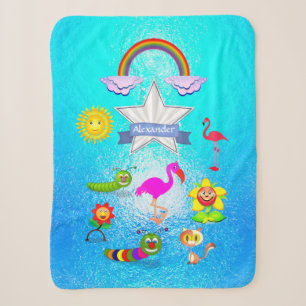 Sweet Funny Cartoon Figures Name Personalise Sherpa Blanket