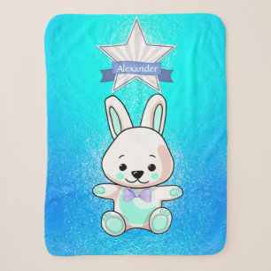 Sweet Funny Smiling Bunny Name Personalise Sherpa Blanket