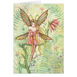 Sweet Garden Bug Flower Fairy Blank Card