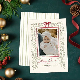 Sweet Garland Hand Painted Christmas Photo Card