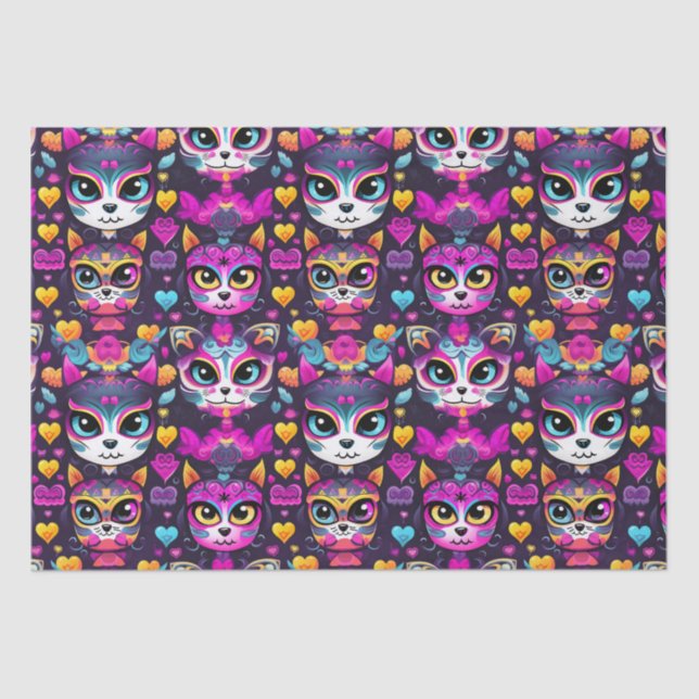 😻 Sweet Gatos de Muertos Fiesta Tissue Paper (Front)