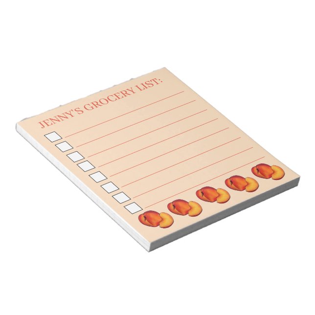 Sweet Georgia Peach Peaches Fruit Grocery List Notepad (Angled)
