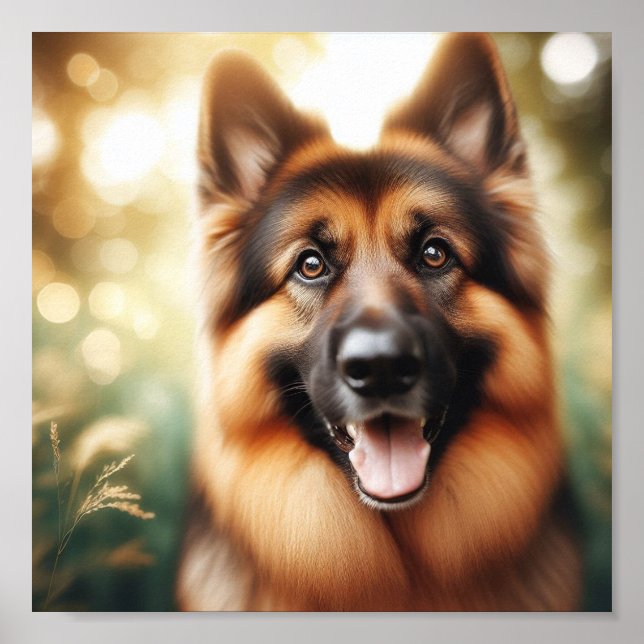 Sweet German Shepherd with a bright smile Poster (Front)
