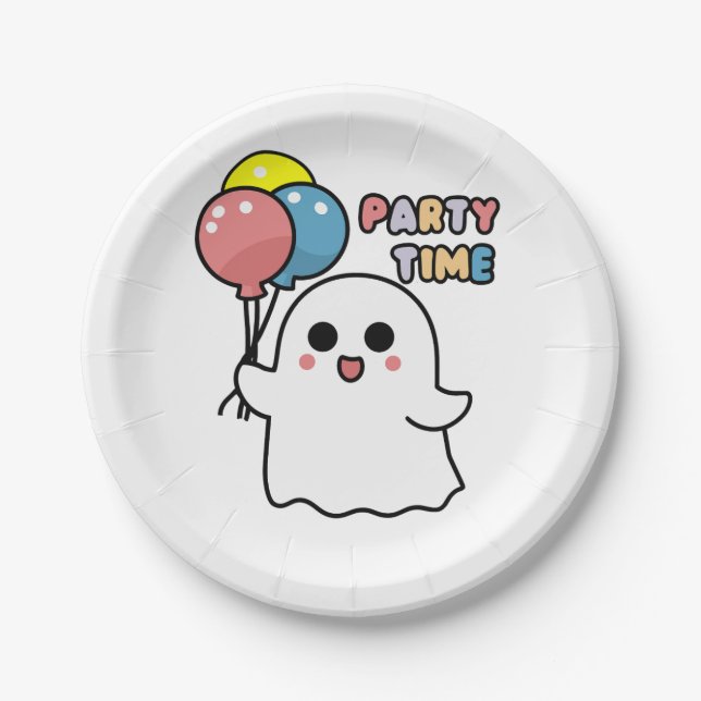 Sweet Ghost Ready For the Party Paper Plate (Front)