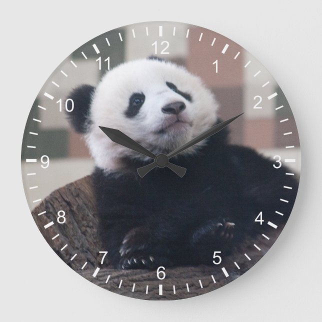 Sweet Giant Panda Baby Large Clock (Front)