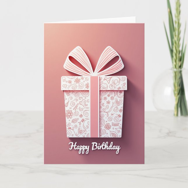 Sweet Gift Box Birthday Card (Front)