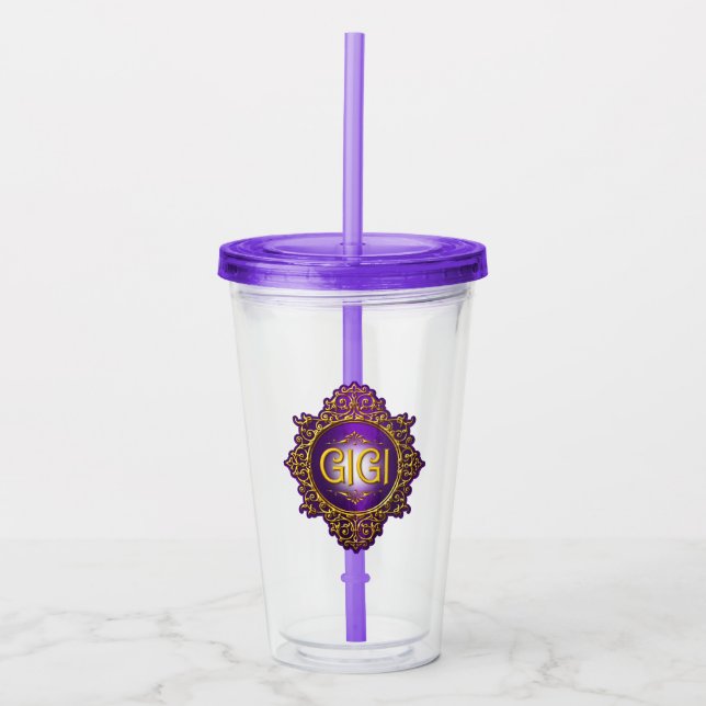 Sweet GIGI Royal Purple & Gold Acrylic Tumbler (Front)