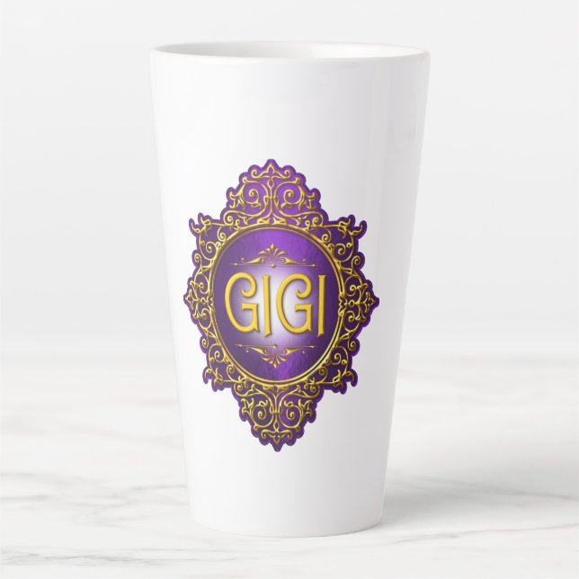 Sweet GIGI Royal Purple & Gold Latte Mug (Front)