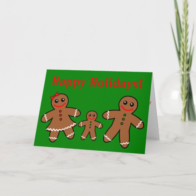 Sweet Gingerbread Family - Boy Holiday Card (Front)