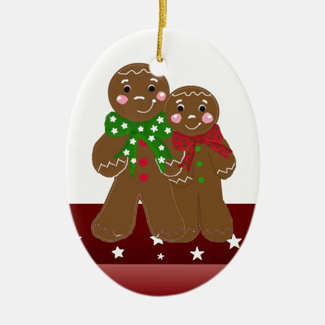 Sweet Gingerbread Men Ceramic Tree Decoration (Front)