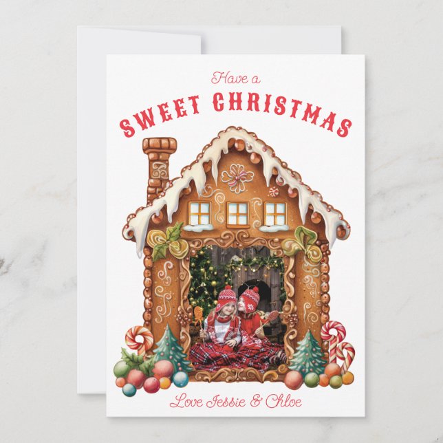 Sweet Gingerbread Photo Holiday Card (Front)