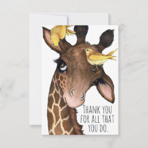 Sweet Giraffe and Friends Thank You Card