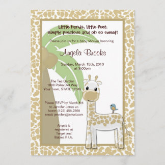 Sweet Giraffe Birdie Baby Shower Invitation