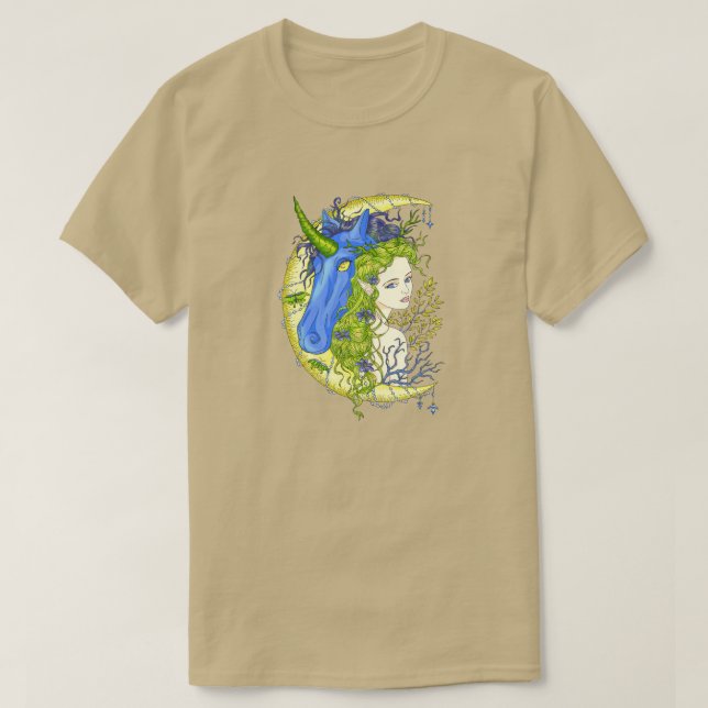 Sweet girl and unicorn drawing  T-Shirt (Design Front)