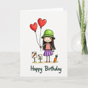 Sweet Girl Balloons Birthday Card