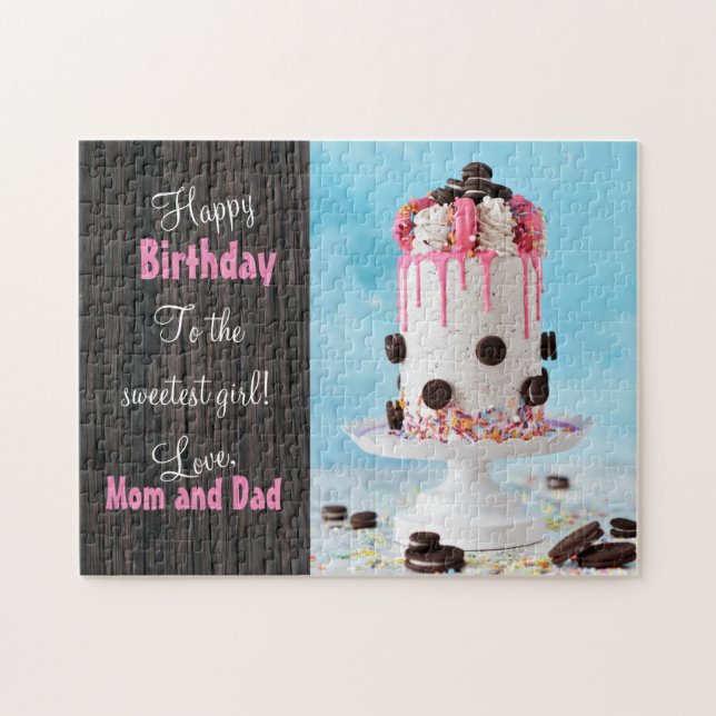 Sweet Girl Birthday Cake Puzzle (Horizontal)