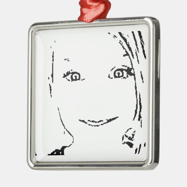 Sweet Girl, Black  White Portrait, Bright Eyes Metal Tree Decoration (Left)