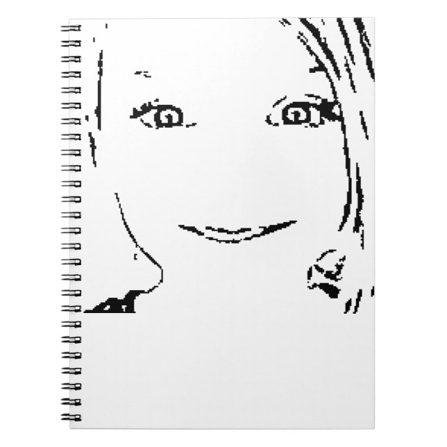 Sweet Girl, Black  White Portrait, Bright Eyes Notebook (Front)