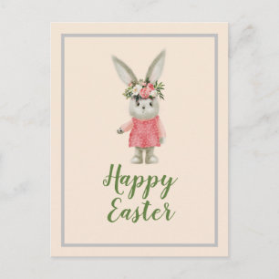 Sweet Girl Bunny Easter Postcard