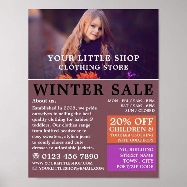 Sweet Girl, Children's Clothing Store Advertising Poster (Front)