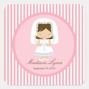 Sweet Girl First Holy Communion Sticker Pink